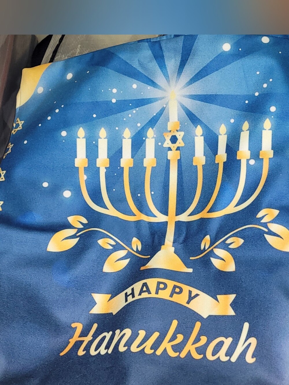 Hanukkah Decorative Pillow- Blue and Gold